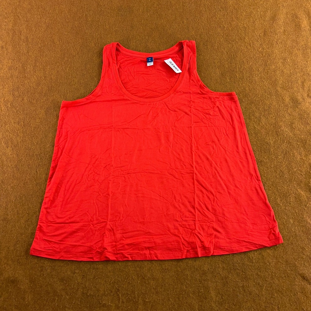 Old Navy Womens XL Tall Red Rayon Blend Scoop Neck Tank Top NWT